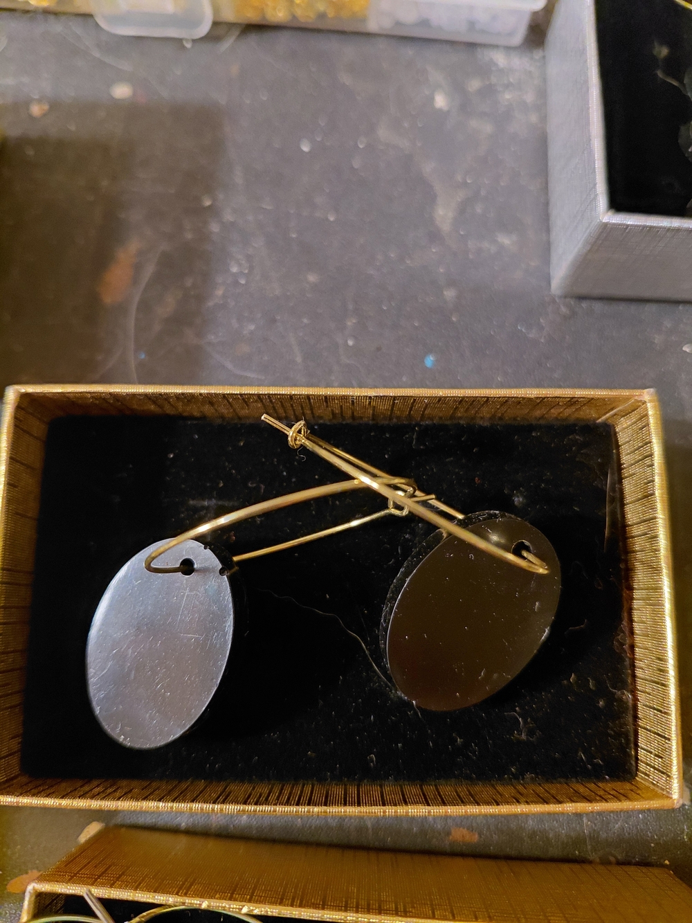 Gold-Tone Oval Drop Earrings Unbranded